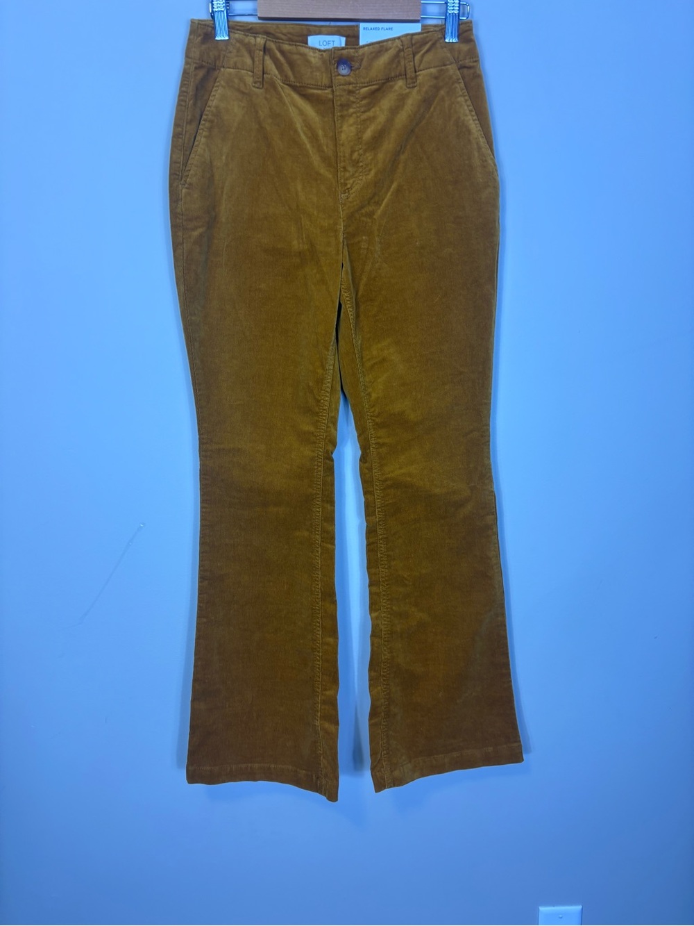 New Loft Relaxed Flare Corduroy High Rise Pants in Mustard Yellow Size 0